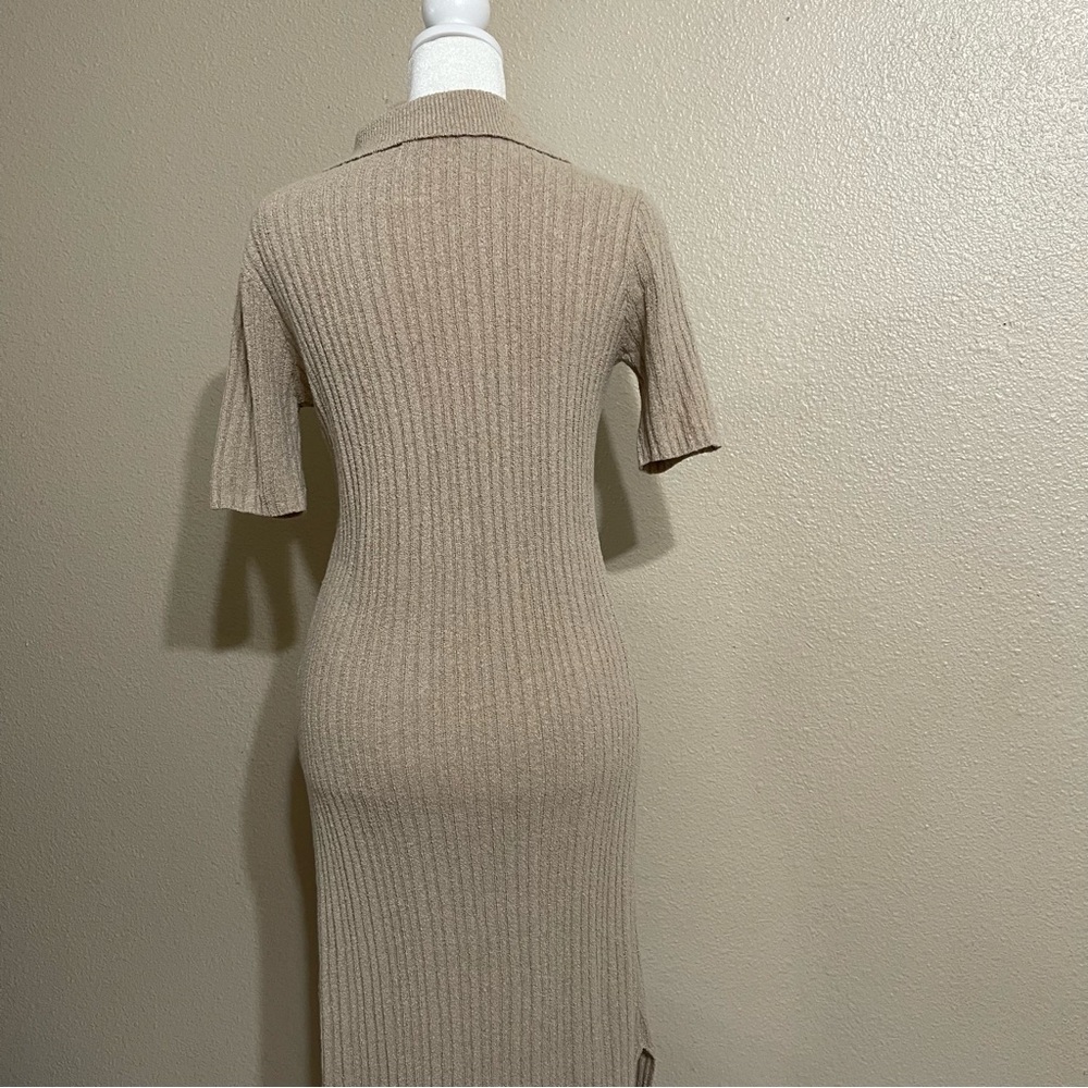 By Together Taupe Ribbed Midi Dress - Picture 7 of 13